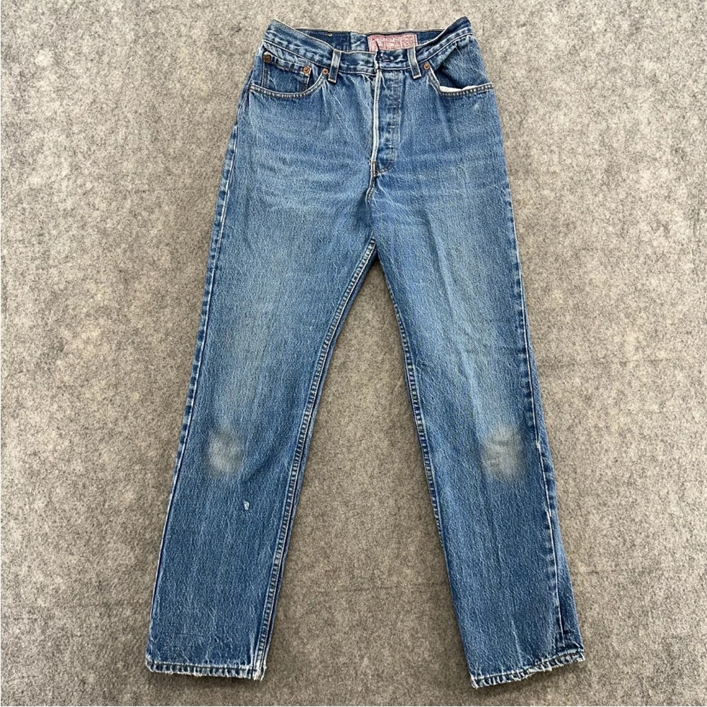 Vintage Levi 501 26x30 Blue Light Wash Button Fly Straight Leg Fit USA 90s